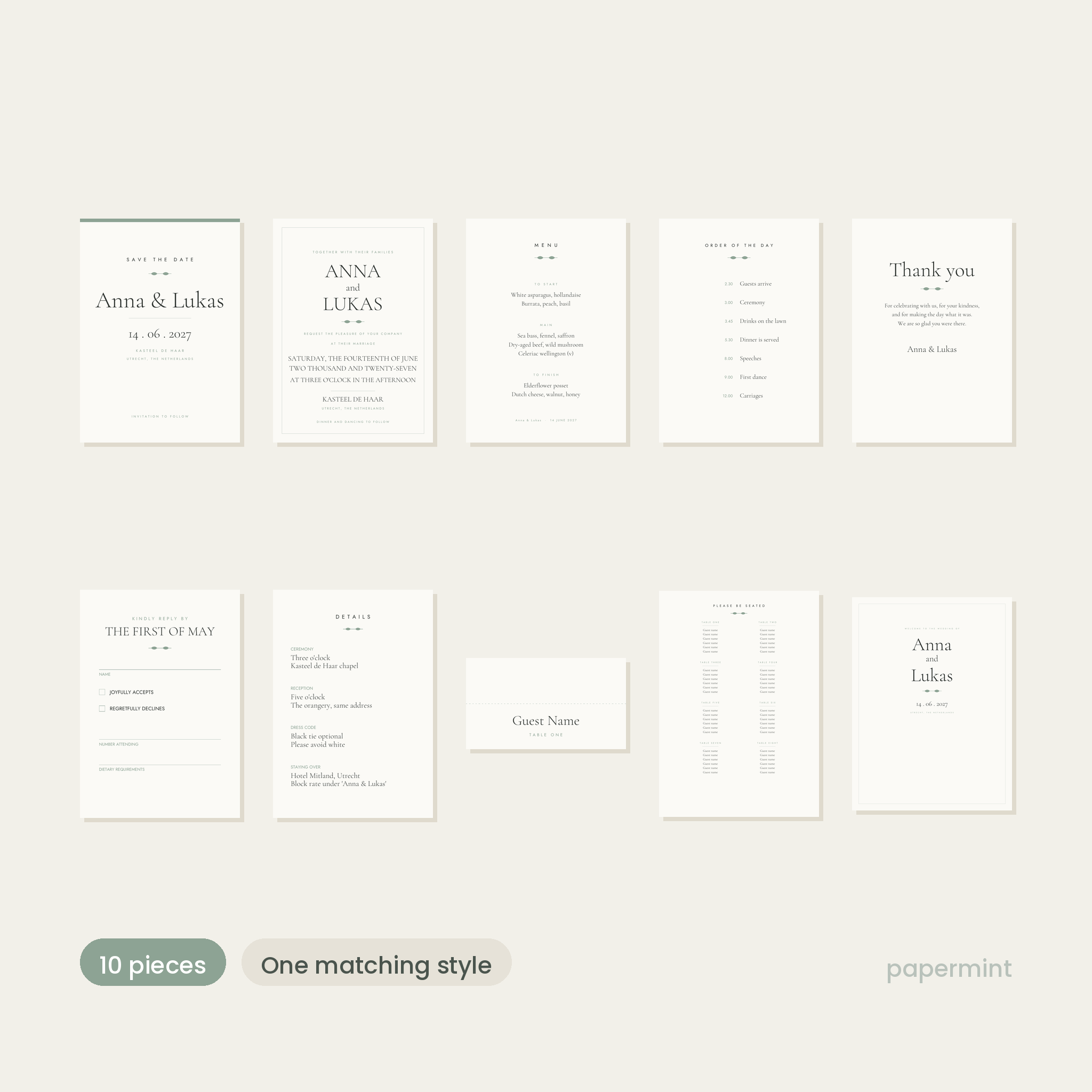 Complete wedding stationery set